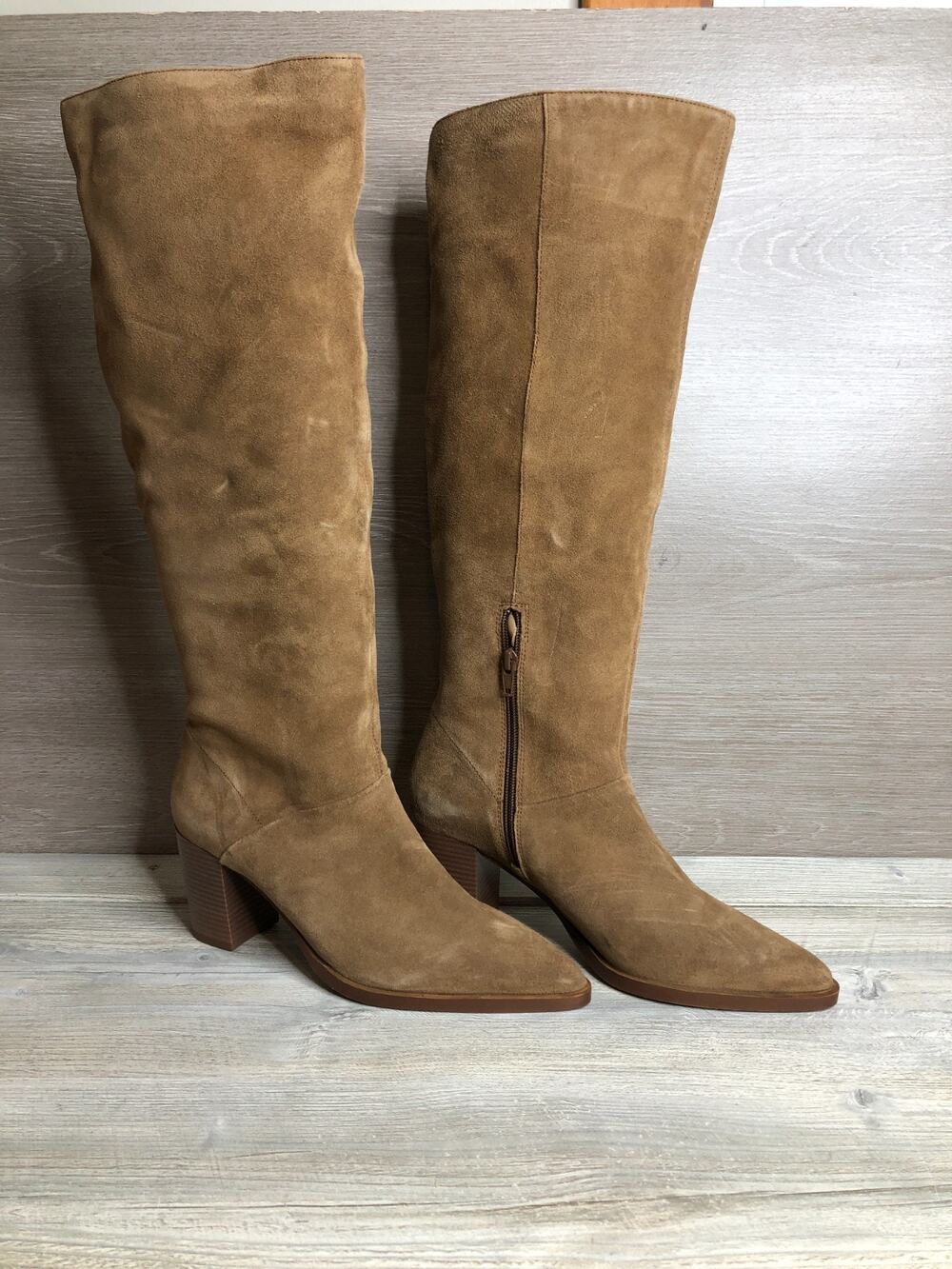 House Of Harlow Knee High Riding Boots Size 9 Light Brown Suede Pointed Toe